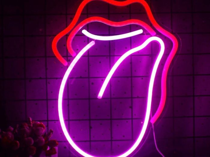 Lips Neon Sign Flame Red Lips Big Tongue Shape