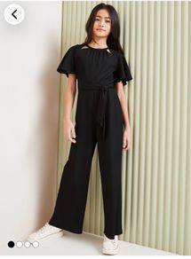 Black Next Lipsy Cut Out Flutter Sleeve jumpsuit Age 11 Girls