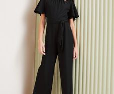 Black Next Lipsy Cut Out Flutter Sleeve jumpsuit Age 11 Girls