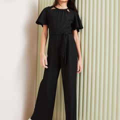 Black Next Lipsy Cut Out Flutter Sleeve jumpsuit Age 11 Girls