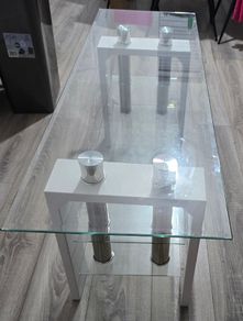 Modern Glass Coffee Table White & Chrome