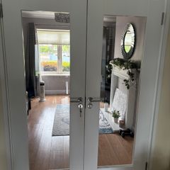 White glass double doors