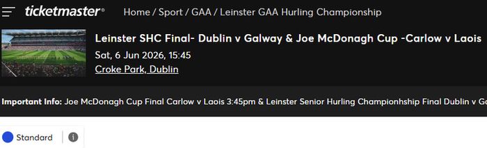 Leinster Hurling Final Tickets Dublin v Galway