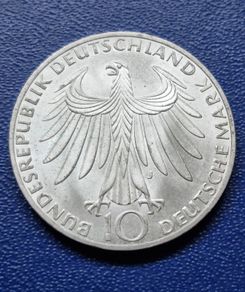 Unc 1972 Germany Silver 10 Deutsche Mark Olympic Games in Munich