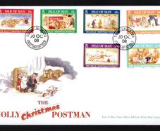 2008 Isle of Man Christmas Illustration from The Jolly Christmas Postman by Janet and Allan Ahlberg Commemorative Stamps First Day Cover (FDC)