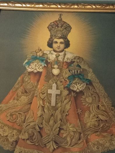 Vintage Framed Religious Art Print 'Infant Jesus Of Prague '