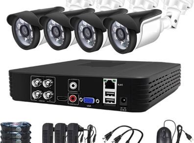 4CH 2MP 1080P CCTV Home Office Business System AHD Camera Kit 5 in 1 Video Recorder Surveillance System Outdoor Security Camera Kit Email Alarm
