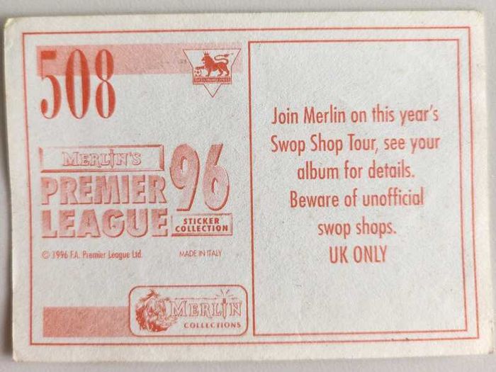 '96 Premier League - Merlin stickers