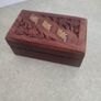 Small Charming Hand Carved Rosewood Box Instracted W / Brass Elephants Used. Image 7