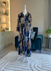 Ladies Navy multi coloured Shirt Dress from Pieces