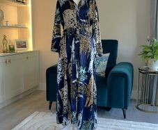 Ladies Navy multi coloured Shirt Dress from Pieces