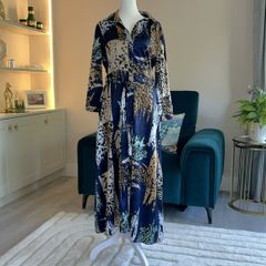 Ladies Navy multi coloured Shirt Dress from Pieces