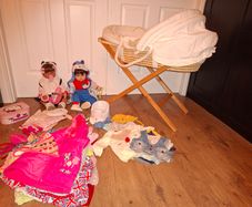 2 Reborn Baby Dolls+Moses basket+over 50 pieces of clothing and accessories, excellent condition