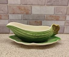 Vintage Royal Winton Green Leaf Gravy Boat and Underplate Pristine Condition