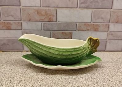 Vintage Royal Winton Green Leaf Gravy Boat and Underplate Pristine Condition