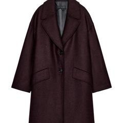 Zara Oversized Long Wool Blend Coat Burgundy  XL - NWOT