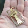 Celtic gold Cross (thin 50mm x 25mm) Image 2