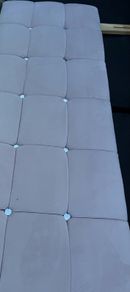 Blush pink double bed base and headboard