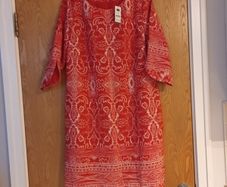 Dunnes Stores Coral Tulip Cuff Tunic Dress.. S.18.   B.N.W.T.