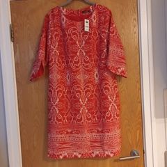 Dunnes Stores Coral Tulip Cuff Tunic Dress.. S.18.   B.N.W.T.