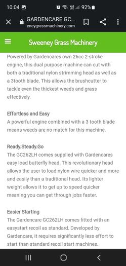 Gardencare 26cc strimmer