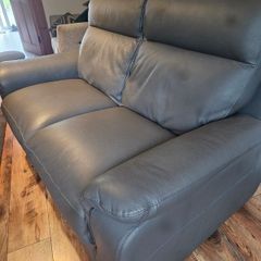 Furniture Grey 2 Seater Leather couch