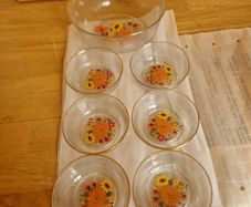 VIntage 1980s Floral Glass Bowl Set  7 Pieces