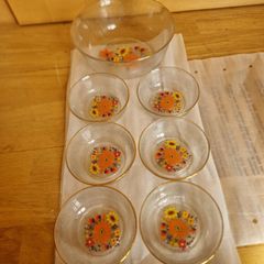 VIntage 1980s Floral Glass Bowl Set  7 Pieces
