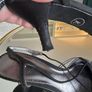 Ladies Black Dolomite Kitten Heal Sling back shoe Image 5