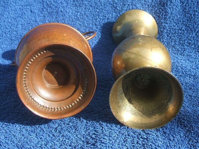 Two vintage metal vases (Indian brass & one of copper)