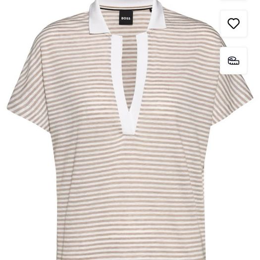 BOSS Enelina Striped V-Neck Polo Top