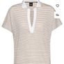 BOSS Enelina Striped V-Neck Polo Top Image 2