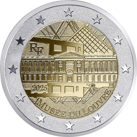 France 2 Euro Commemorative Coin 2025 - The Louvre Museum. Proof.