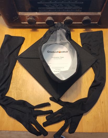 Graduation Gown, Cap and long Gloves (26283)