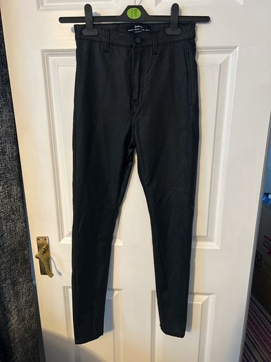 leather look trousers