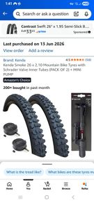Kenda Smoke 26 x 2.10 Mountain Bike Tyres with Schrader Valve Inner Tubes (PACK OF 2) + MINI PUMP