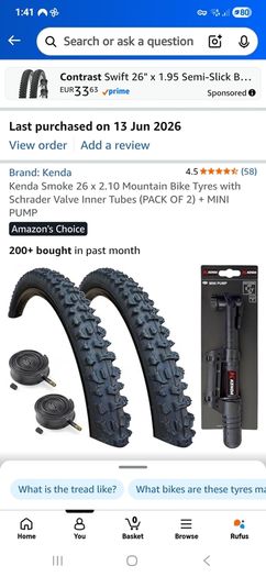 Kenda Smoke 26 x 2.10 Mountain Bike Tyres with Schrader Valve Inner Tubes (PACK OF 2) + MINI PUMP
