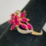 9ct Yellow Gold Ruby & Diamond Cluster Ring Image 6
