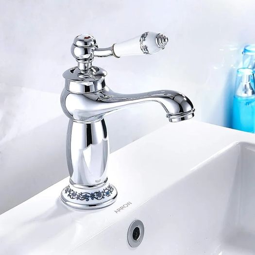 Luxury Victorian Basin Mixer Taps Chrome Mono Bathroom Cloakroom Sink Tap Hot and Cold Classic Faucet (Chrome)