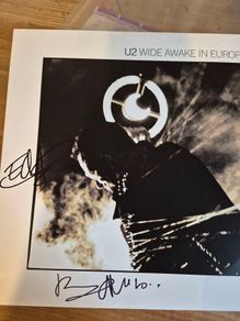 U2 Wide Awake in Europe record store day rare vinyl, signed by Bono and Edge