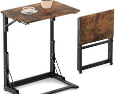 C Shaped Side Table Foldable Laptop Table, Sturdy Steel Frame Base Support