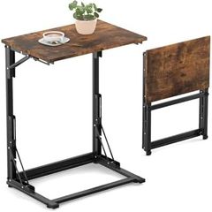 C Shaped Side Table Foldable Laptop Table, Sturdy Steel Frame Base Support