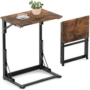 C Shaped Side Table Foldable Laptop Table, Sturdy Steel Frame Base Support