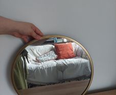 Mirror 40cm diameter solid golden metal frame