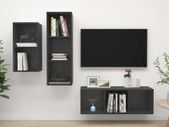 3 Piece TV Cabinet Set Grey Chipboard