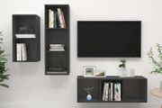 3 Piece TV Cabinet Set Grey Chipboard