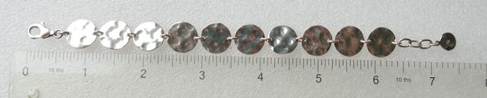 D&F 925 Sterling Silver Hammered Disc Bracelet