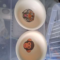 two plastic bowls