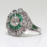 Art Deco Style Emerald Stone Silver Ring Image 2