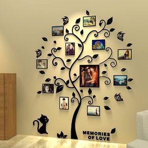 3D Tree Wall Sticker with Photo Frame, Family Tree Wall Decal, DIY Photo Tree Wall Sticker, Wall Stickers 3D Tree Photo for Living Room Bedroom Kindergarten Restaurant Home Decor(160 132cm)